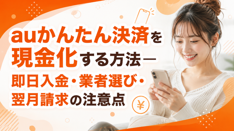 auかんたん決済を現金化する方法―即日入金・業者選び・翌月請求の注意点