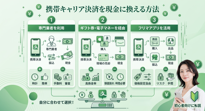 携帯キャリア決済を現金に換える方法