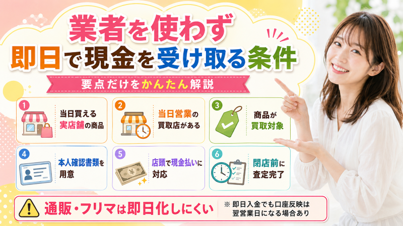 自分でやるクレジットカード現金化で即日現金を受けとる条件