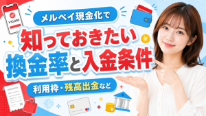 メルペイ現金化で知っておきたい換金率と入金条件―利用枠・残高出金など
