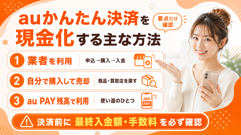 auかんたん決済現金化の主な方法