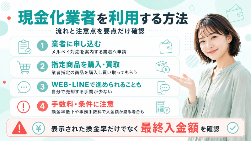 メルペイ現金化で業者を利用する方法