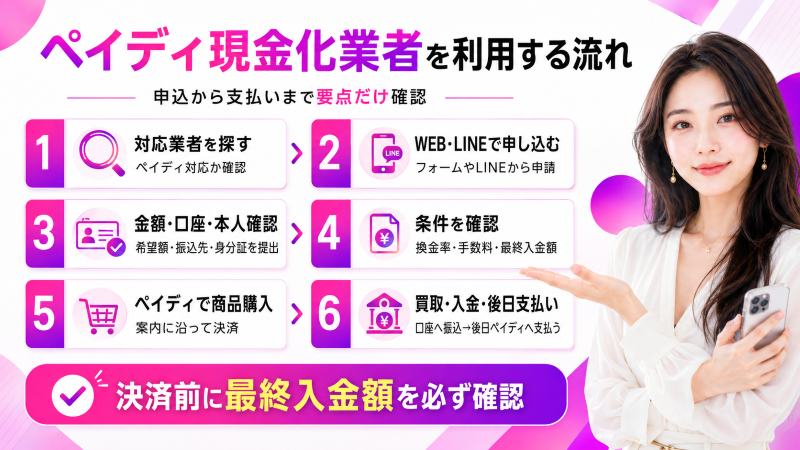 ペイディ現金化業者を利用する流れ