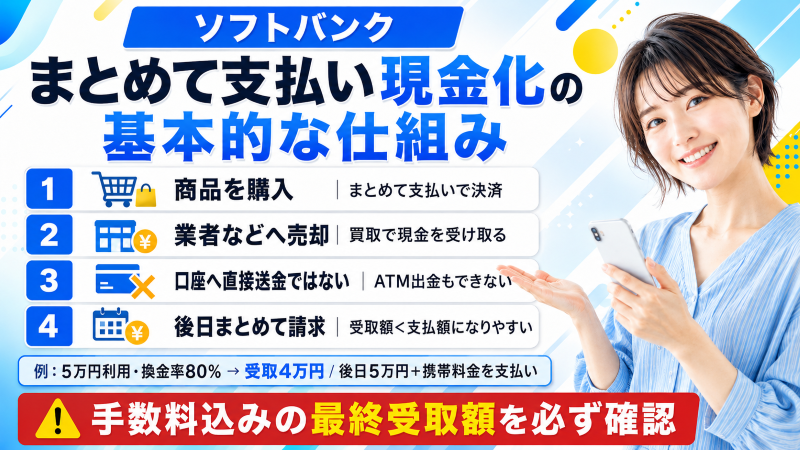 ソフトバンクまとめて支払い現金化の仕組み