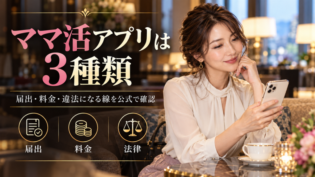 ママ活アプリは3種類！届出・料金・違法になる線を公式で確認