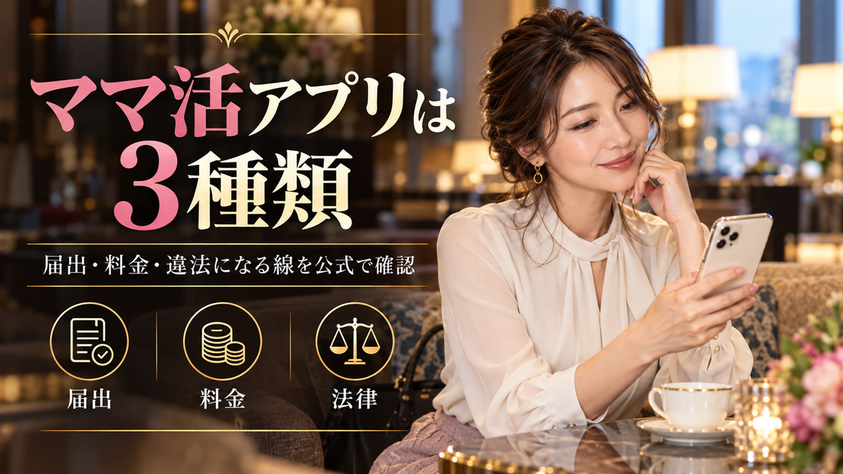 ママ活アプリは3種類!届出・料金・違法になる線を公式で確認